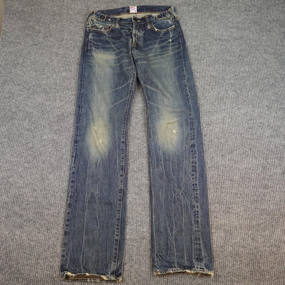 Prps Jeans Mens 32x34 Medium Wash Blue Distressed Button Fly Denim